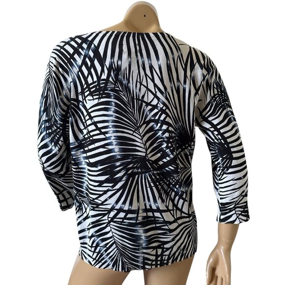 CHICOS Womens Size 2 (Large) Silk Blend Split Neck 3/4 Sleeve Tropical Shirt Top - Picture 4 of 7